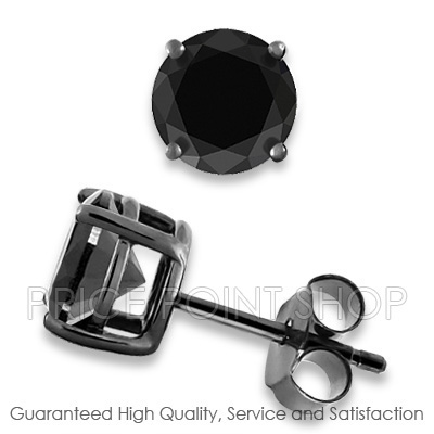 PricePointShop presents center 0.50ctw Round Brilliant A Quality Opaque Clarity  Jet Black   Color Solitaire Cubic Zirconia Stud at $3.99.