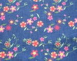 Pigment discharge printed denim fabric