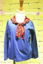 Ruffled scarf collor long T-shirt