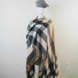 Square Checked Pashmina Kashmir Shawls Wrap