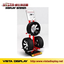 Tire display rack, metal display shelf