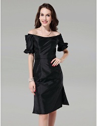 Sheath/Column Off-the-shoulder Knee-length Taffeta little black dressess