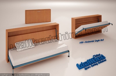 Horizontal single size wallbed