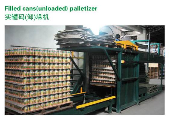 Filled cans palletizer / depalletizer