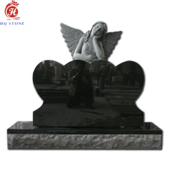 black polishing granite heart and angle American tombstone&monuments