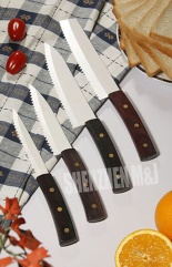 White Serrated Ceramic Kitchen Knives (Sandalwood Handle)