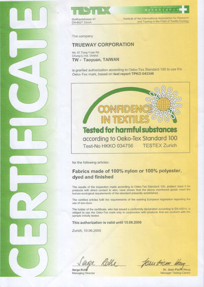 Oeko-Tex Certificate