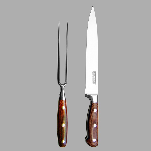 2-pc Carving Set | Brown Pakka