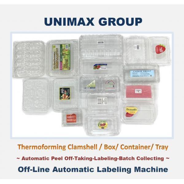 Thermoforming Clamshell/Container/Box Labeling Machine, Food Polymer Packaging, Disposable Tableware